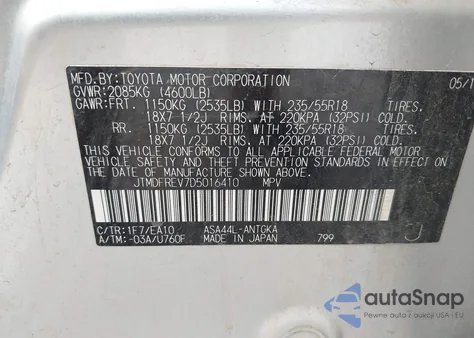 2013 Toyota Rav4 Limited from USA, damaged, VIN JTMDFREV7D5016410